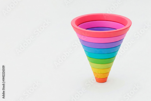 Rainbow funnel on a light background. Space for text.