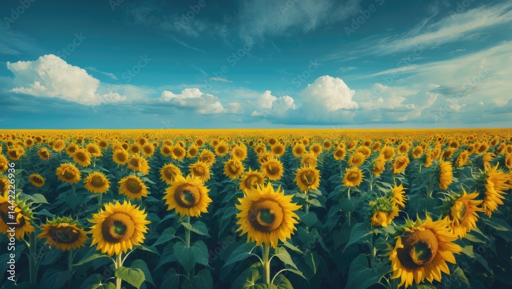Obraz premium A expansive sunflower field of flora