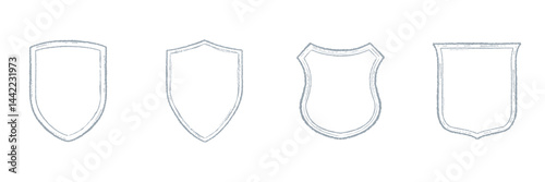 Vintage frame border illustration set, Vector hand drawn crest design element.