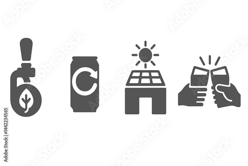 Symbols of a brewery that connect draft beer, canned beverages, energy, and communal happiness