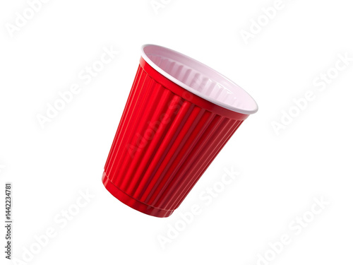 Conic Red Solo Cup Classic Party Drinkware with Ribbed Texture V5 transparent background