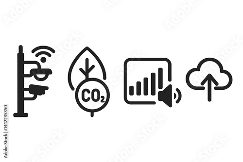 Icons that integrate urban sensors with devices, air, sound, and the cloud are being developed