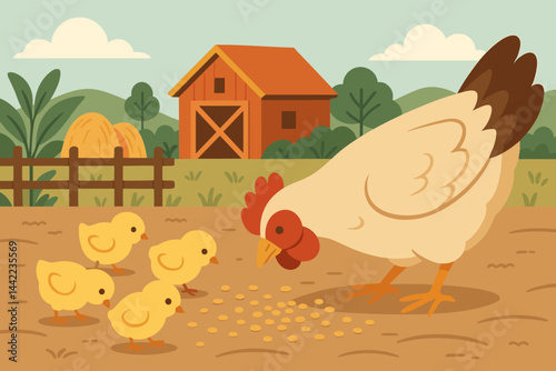 Rural flatlands are shown with an emphasis on poultry farming and nutrition