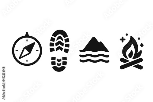 Icons for the outdoors that are perfect for patches and adventure guides