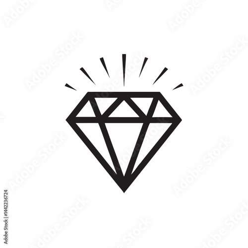 Diamond gem stone vector icon