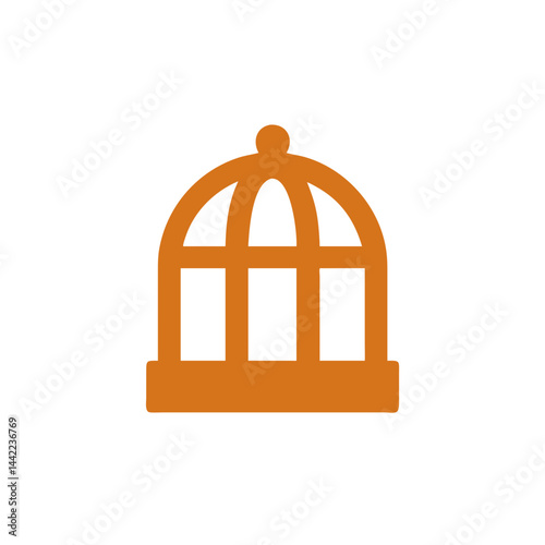 Orange simple bird cage icon