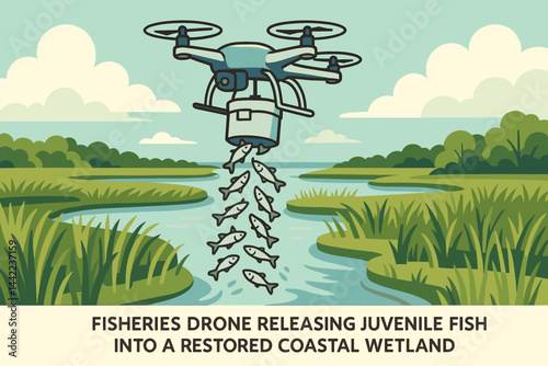 The scene depicts a flat area of restored habitat, complete with UAV tanks, marsh grass, and tidal flats