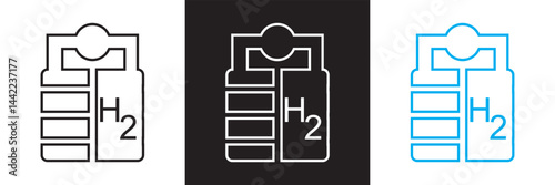 H2 hydrogen electrolysis  icon. Vector for websites, mobile interfaces, presentations, banner, visual branding etc. Vector illustration. isolated on white and black background. EPS 10