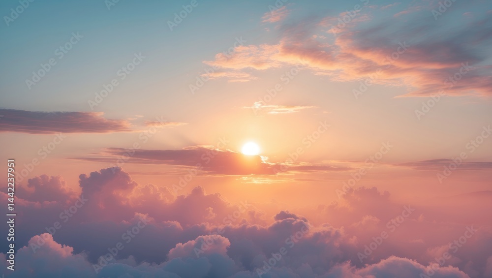 Fototapeta premium Brightly colored image featuring sun, sunset, and sunrise