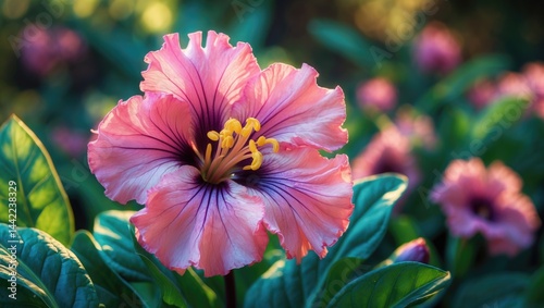 Pink bloom of African violet photo
