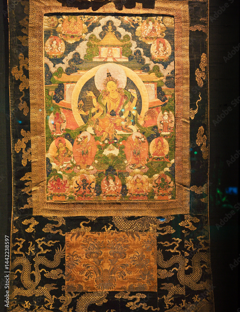 Goddess Chundhaa. Chundhaa Deity Related To Buddhist Mysticism Whose Powers Include Elimination Of Epidemics And Other Diseases. She Also Purifies Negative Karma. This 200-year-old Gum-tempera
