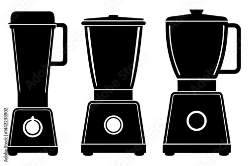 set of Blender vector silhouette illustration isolated on white background