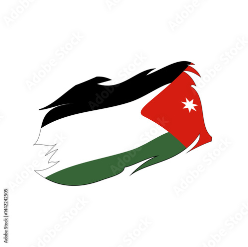 Jordan Flag With Torn Ornaments On The Edges.