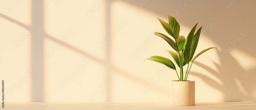 Plant in pot by wall Plant in pot by wall