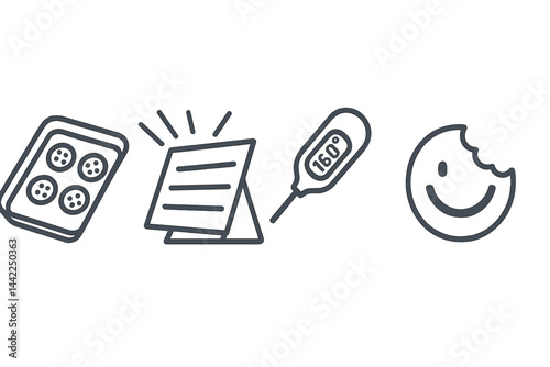 Sun-bake icons featuring tray, reflector, temp, and taste