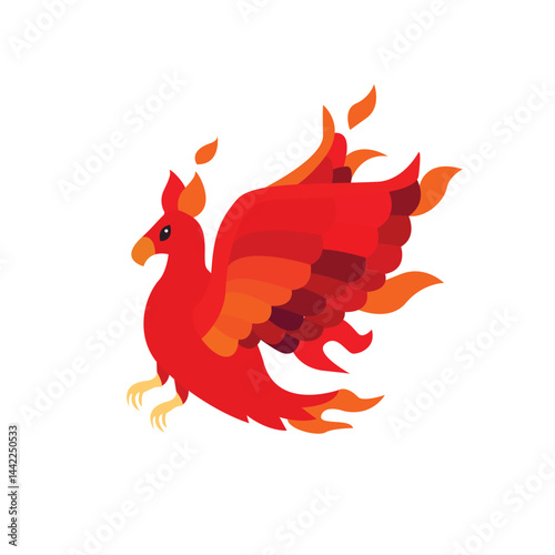 Phoenix fire bird emoji vector animal illustration