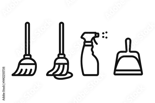 Simple home maintenance icons for everyday cleaning tasks