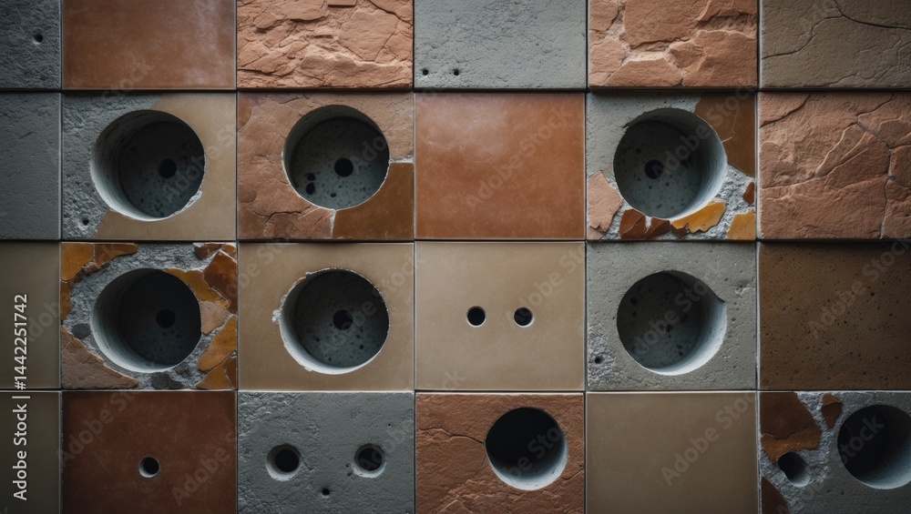 Fototapeta premium Holes in the wall for electrical outlet mounting