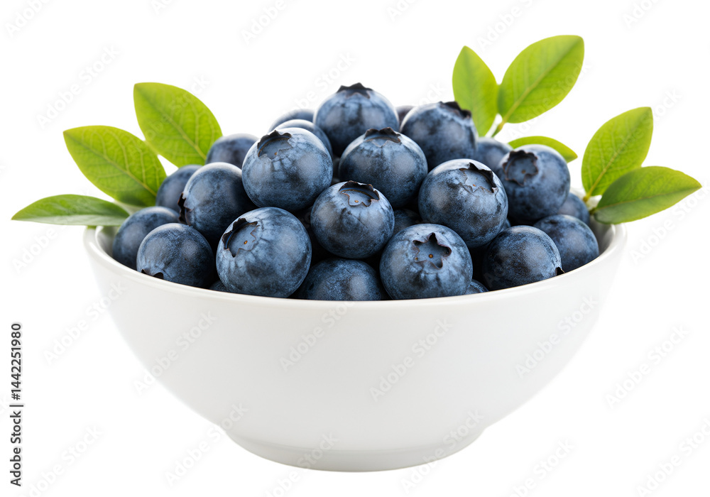 Fresh Blueberries in White Bowl isolated on transparent background Fresh Blueberries in White Bowl isolated on transparent background