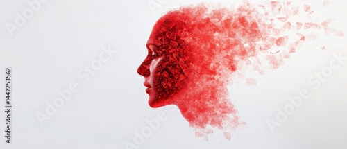 Red head silhouette dispersing particles
