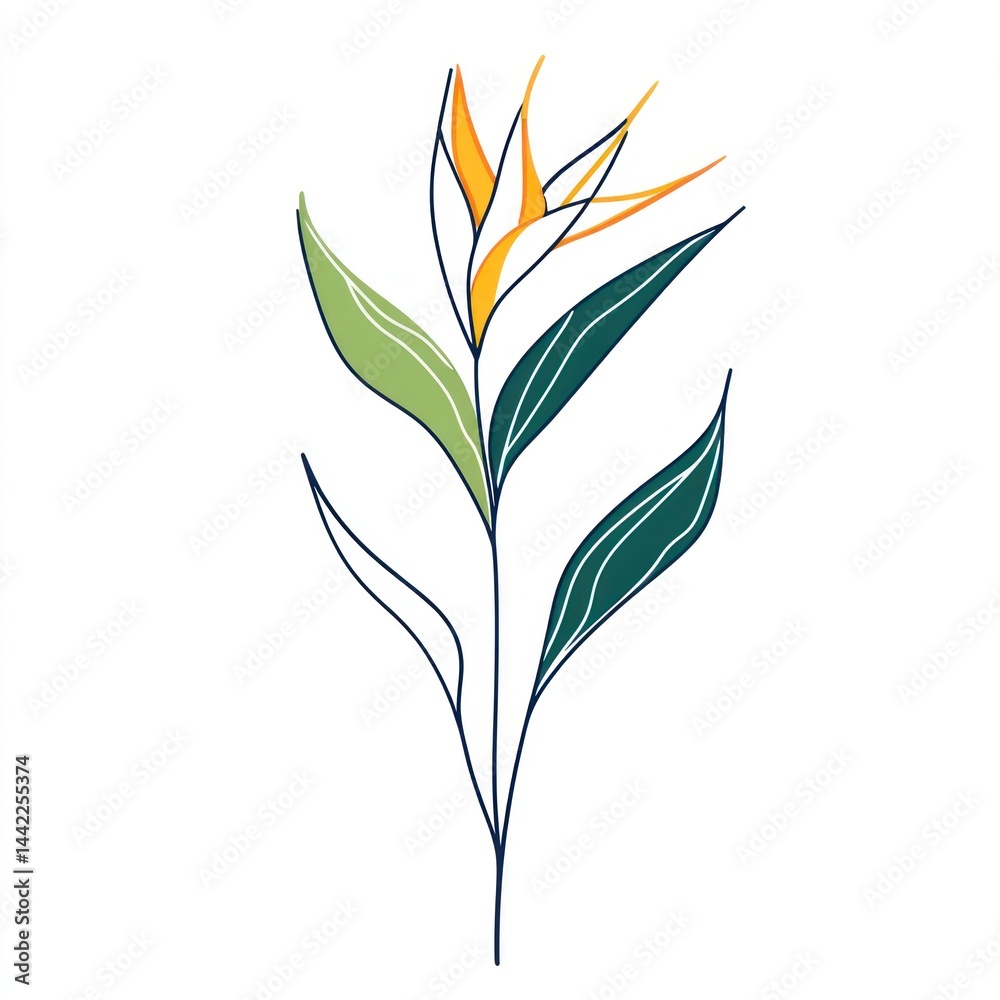 Fototapeta premium Abstract Illustration of Bird of Paradise Flower