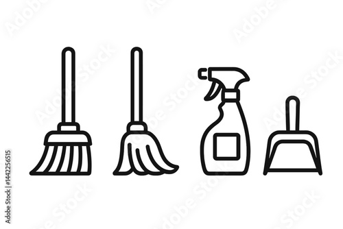 Everyday cleaning tasks are represented by simple home maintenance icons