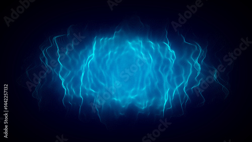 Technology blue sphere with connecting dots and lines. Digital abstract network structure. 3D rendering.