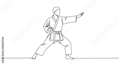 Karate practitioner demonstrating a stance in a minimalist style  