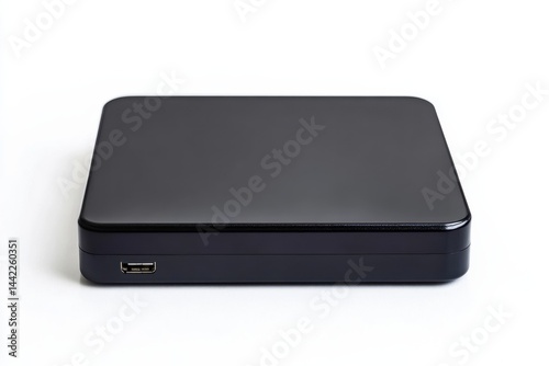 Sleek black external hard drive portable storage solution for digital files simple design USB
