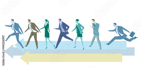 Personen Gruppe Richtung Fortschritt illustration..eps