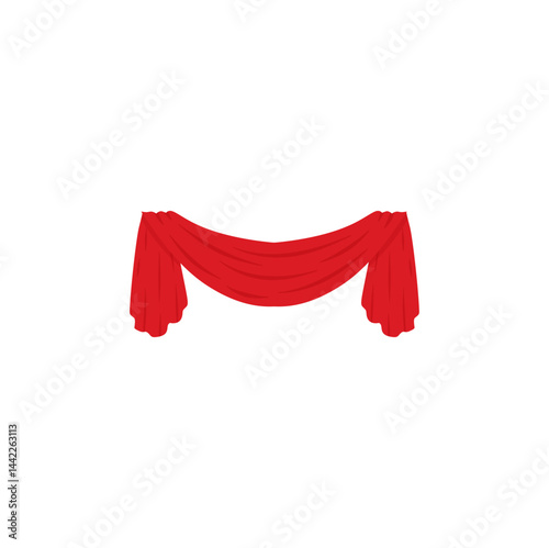 Red curtain illustration. Vector illustration for  cloth drapery of cinema, concert or theatre scene.