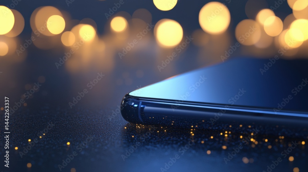 Shiny smartphone corner with lights Shiny smartphone corner with lights