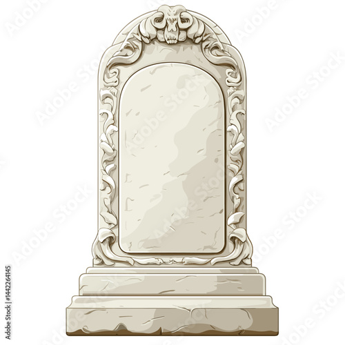 Vector illustration of a rustic tombstone tomb stone in a cemetery graveyard isolated on a white background