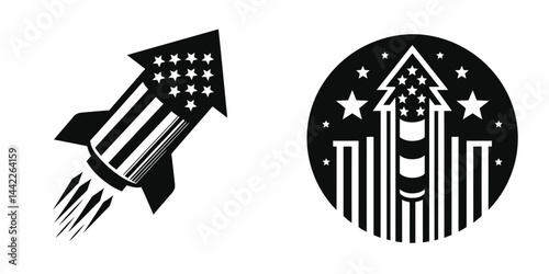 The firework rocket. Symbol Vector Clip art. Dazzling pyrotechnic projectile an illumination device for event celebration.