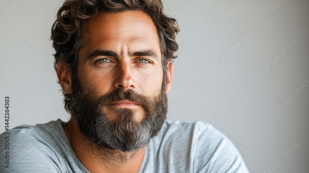 Obraz premium Portrait of a Handsome Man with a Beard