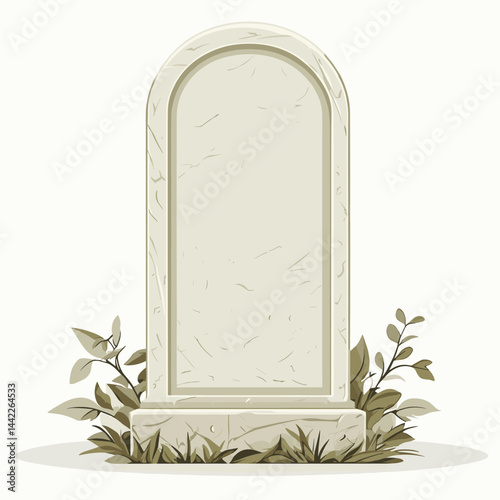 Vector illustration of a rustic tombstone tomb stone in a cemetery graveyard isolated on a white background