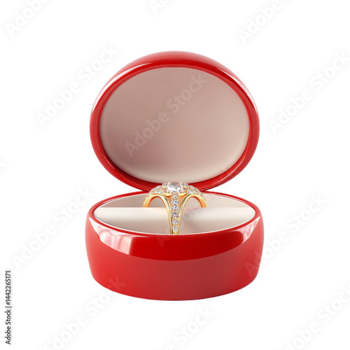 Diamond ring in red jewelry box romantic gift proposal engagement wedding