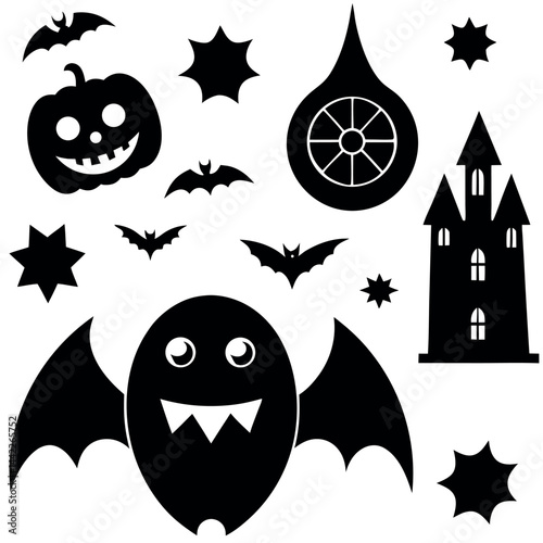 Cute Halloween elements vector illustration.