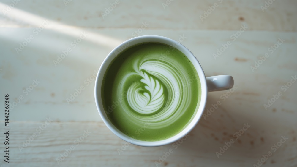 Green Tea Latte in a Cup Green Tea Latte in a Cup