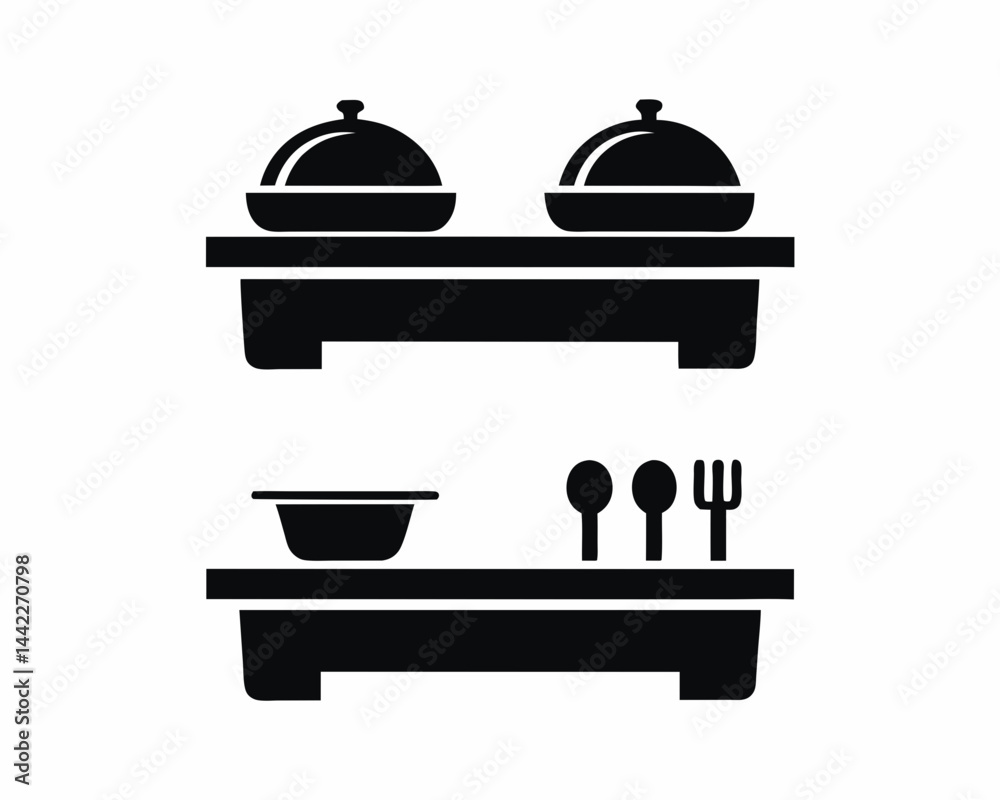 Buffet icon vector silhouette illustration isolated on white background Buffet icon vector silhouette illustration isolated on white background