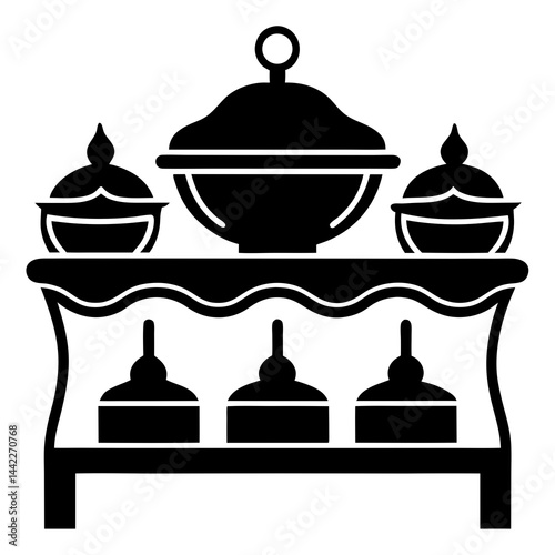 Buffet vector silhouette illustration isolated on white background