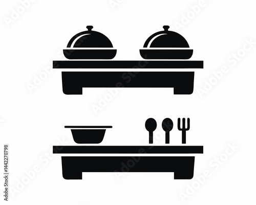 Buffet icon vector silhouette illustration isolated on white background