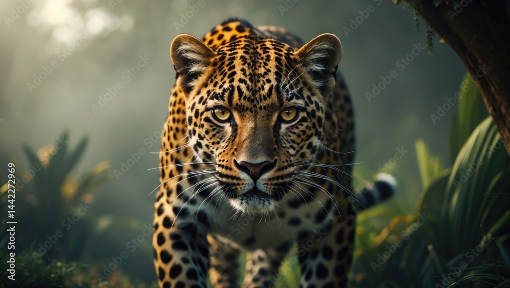 Fototapeta premium The rare Javan leopard, third subspecies of leopards.