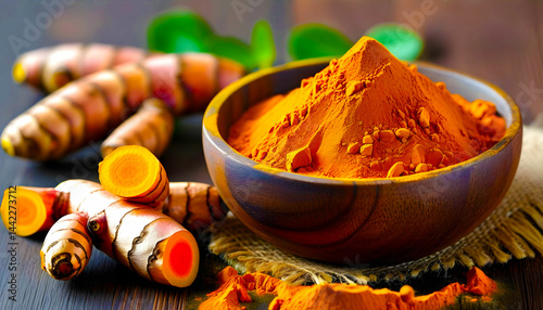 Obraz na płótnie turmeric powder and spices w salonie