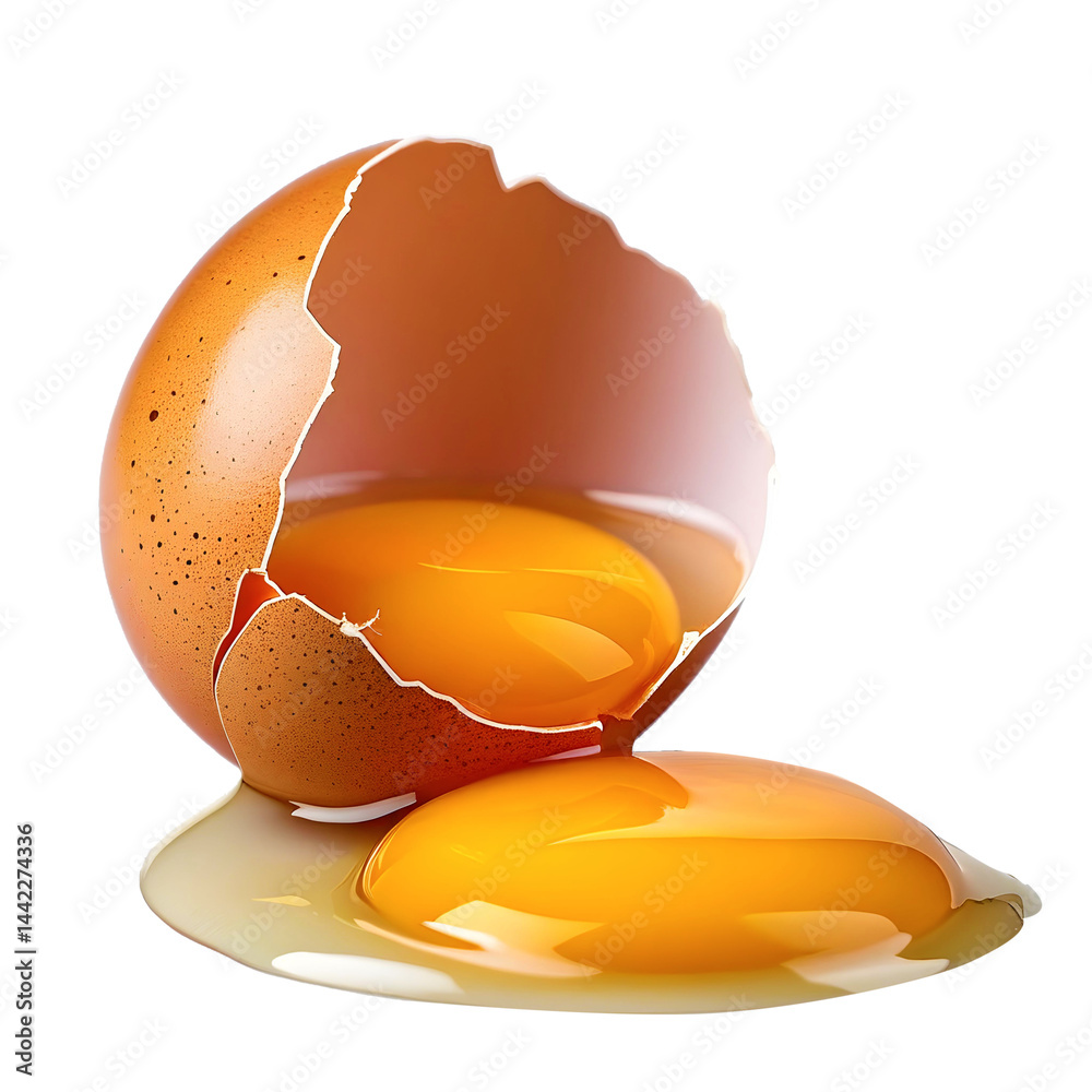 broken egg isolated on white PNG Transparent background