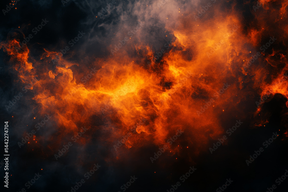 captivating nebula background featuring dark and mysterious hues, with vibrant orange flames and swirling smoke creating intense and dramatic atmosphere captivating nebula background featuring dark and mysterious hues, with vibrant orange flames and swirling smoke creating intense and dramatic atmosphere