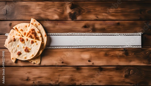 Flatbreads on Wooden Table with a White Ribbon