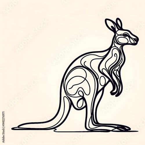 One-line kangaroo animal drawing photo