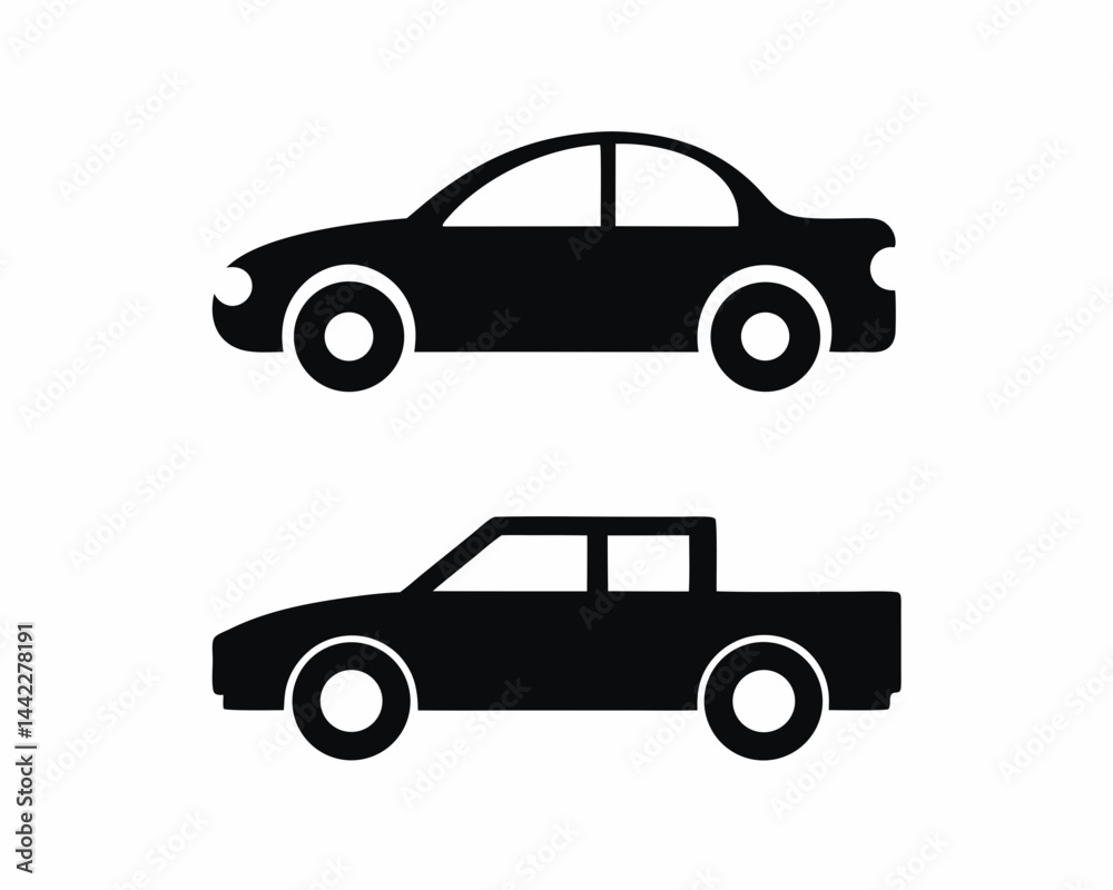 Fototapeta premium Car icon vector silhouette illustration isolated on white background