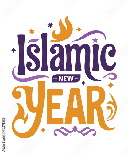 Happy Islamic New Year, beautiful template banner, vector design illustration,  t-shirt design.